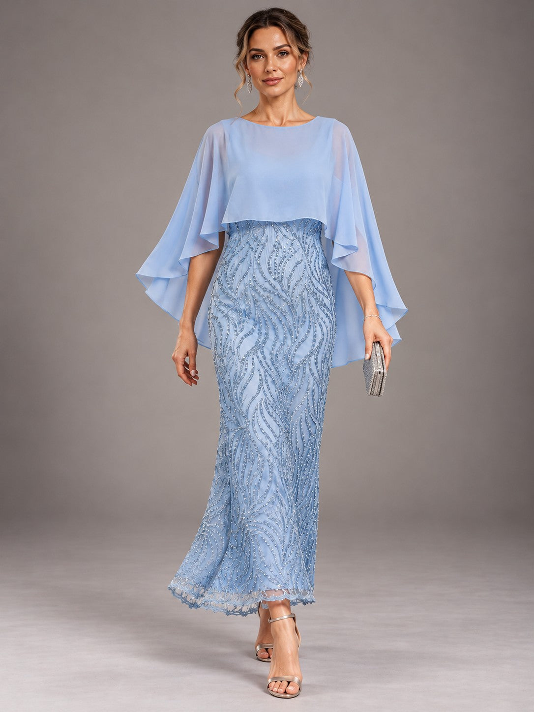 Light Blue Sequin 2 Pieces Mother of the Bride Dress