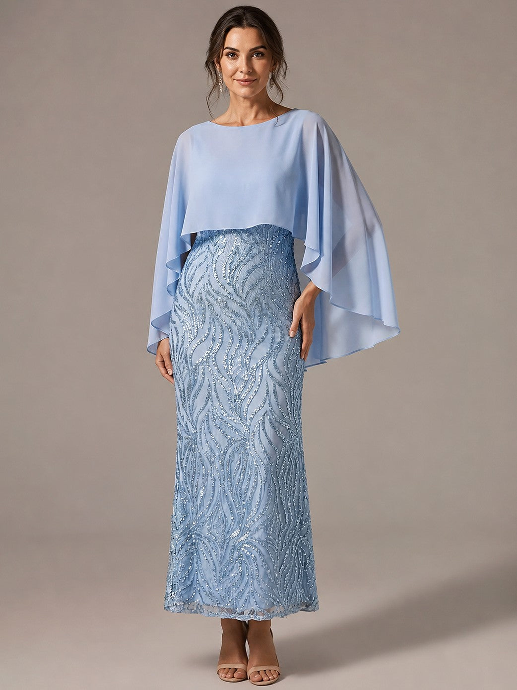 Light Blue Sequin 2 Pieces Mother of the Bride Dress