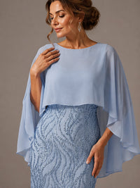 Light Blue Sequin 2 Pieces Mother of the Bride Dress