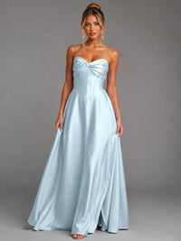Sweetheart Neck Strapless Satin A-Line Prom Dress