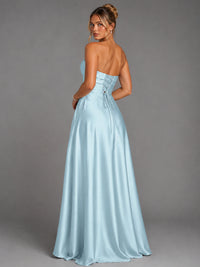 Sweetheart Neck Strapless Satin A-Line Prom Dress