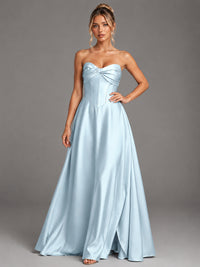 Sweetheart Neck Strapless Satin A-Line Prom Dress