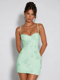 3D Floral Embellished Corset Homecoming Mini Dress