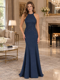 Halter Neckline Lace Appliques Mother of The Bride Dresses