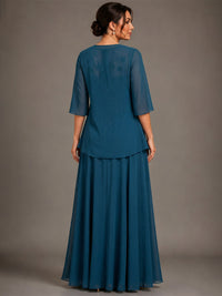 A-line 2 Pieces Chiffon Appliques Mother of The Bride Dresses with Jackets