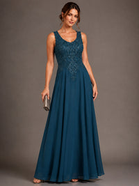 A-line 2 Pieces Chiffon Appliques Mother of The Bride Dresses with Jackets
