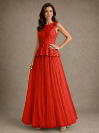 A-Line Chiffon Mother of the Bride Dress with Lace Appliques