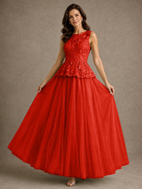 A-Line Chiffon Mother of the Bride Dress with Lace Appliques