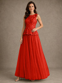 A-Line Chiffon Mother of the Bride Dress with Lace Appliques