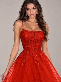 Lace Corset Ball Gown Prom Dress with Cascading Tulle Ruffles