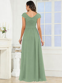 Cap Sleeve Mother of The Bride Dresses Long Chiffon Formal Gowns