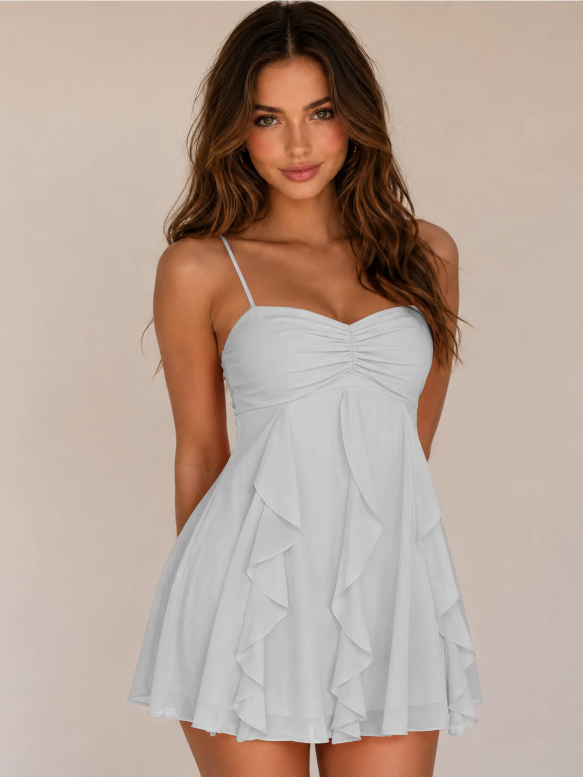 Spaghetti Straps Ruched Sweetheart Short Homecoming Dresses