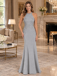 Halter Neckline Lace Appliques Mother of The Bride Dresses