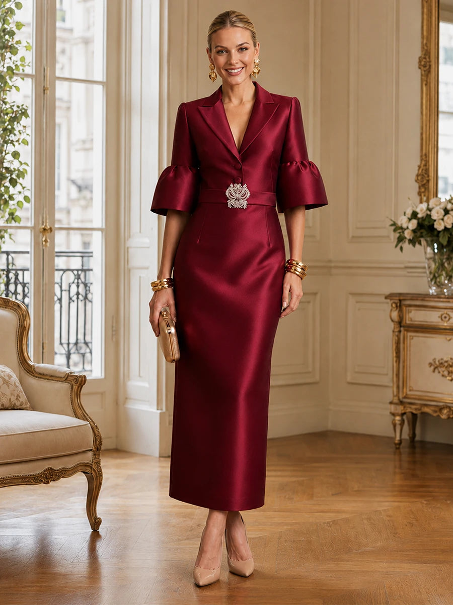 Satin mother of the bride dress for wedding
