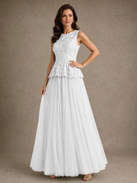 A-Line Chiffon Mother of the Bride Dress with Lace Appliques