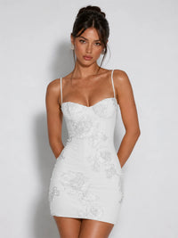 3D Floral Embellished Corset Homecoming Mini Dress