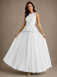A-Line Chiffon Mother of the Bride Dress with Lace Appliques