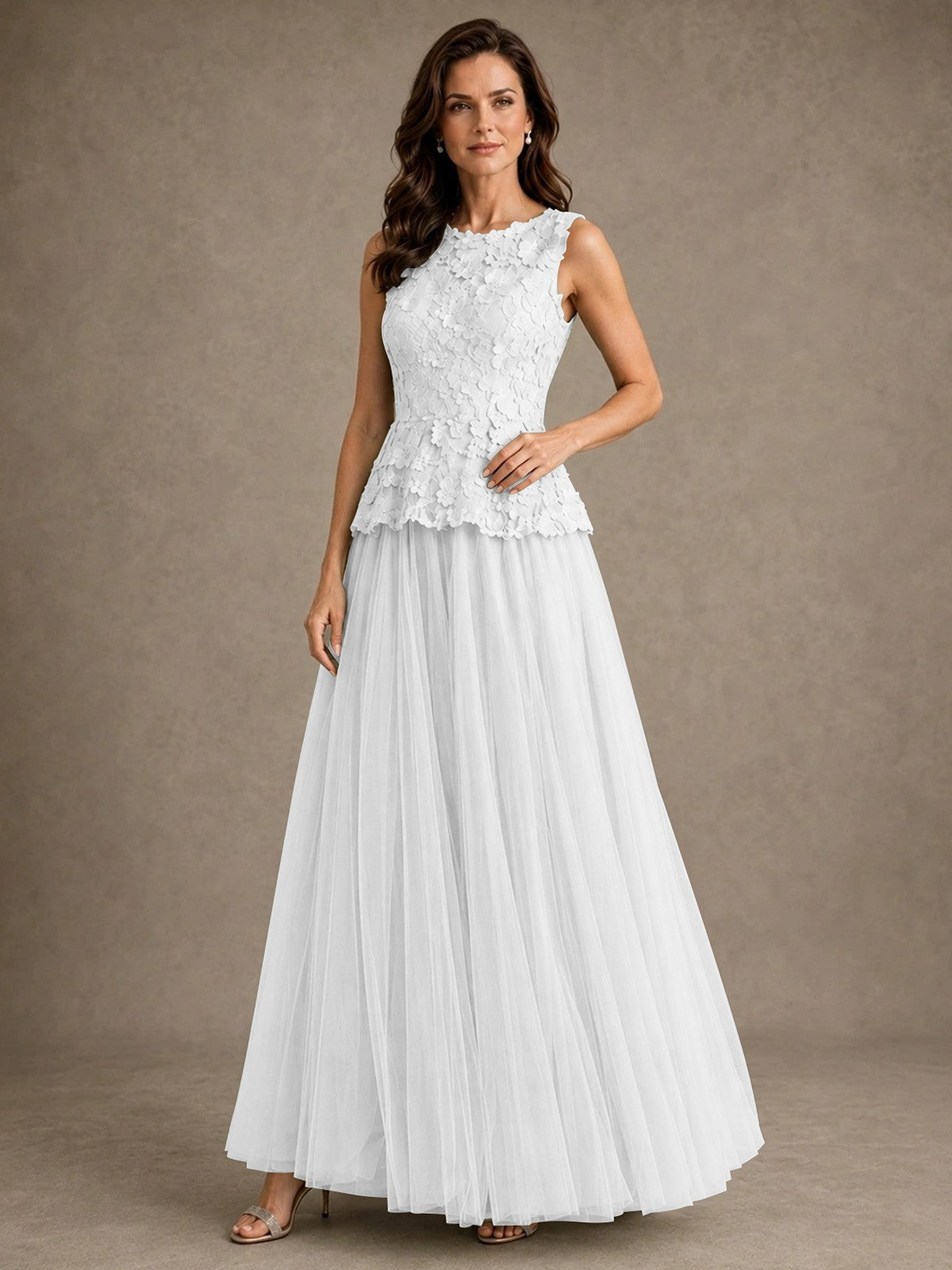 A-Line Chiffon Mother of the Bride Dress with Lace Appliques