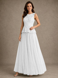 A-Line Chiffon Mother of the Bride Dress with Lace Appliques