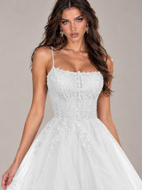 Lace Corset Ball Gown Prom Dress with Cascading Tulle Ruffles