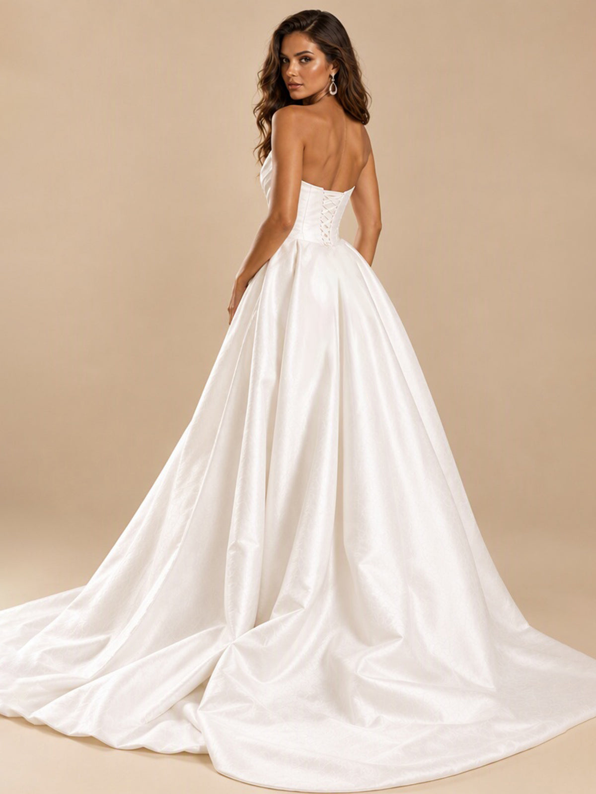 White Satin Wedding Dress with Slit Casual Bridal Formal Gowns