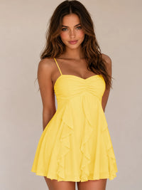 Spaghetti Straps Ruched Sweetheart Short Homecoming Dresses