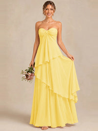 Strapless Chiffon Bridesmaid Dress with Tiered Ruffles