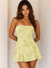 Strapless Floral A-Line Homecoming Mini Dress