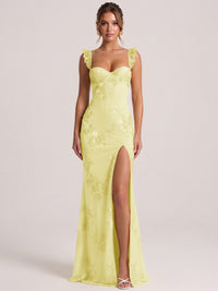 Sweetheart Floral Applique Corset Mermaid Prom Dress with High Slit
